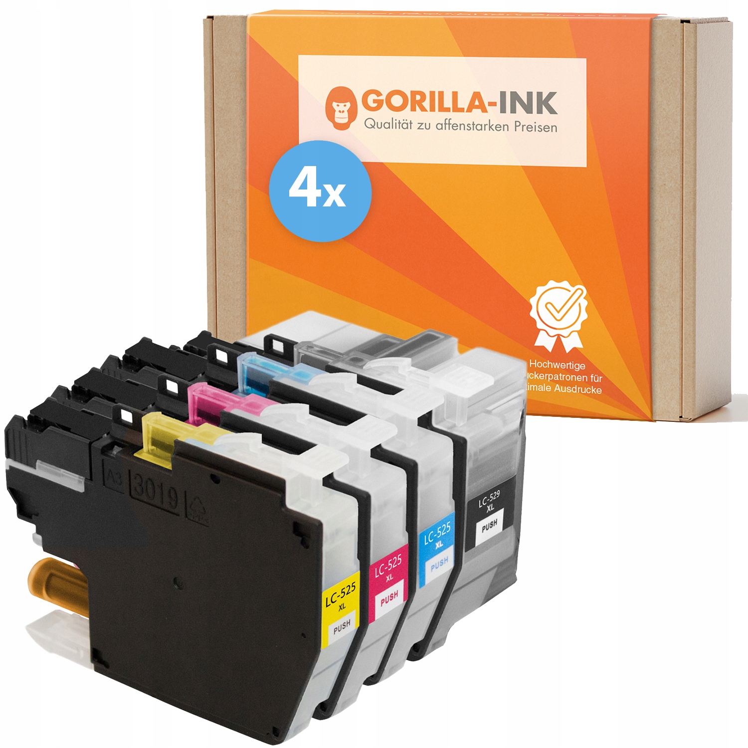 Gorilla-Ink DCP-J100 / DCP-J105 / MFC-J200 / LC529 LC525 pre Brother čierna (čierna), červená (purpurová), modrá (azúrová), sada, žltá (žltá)